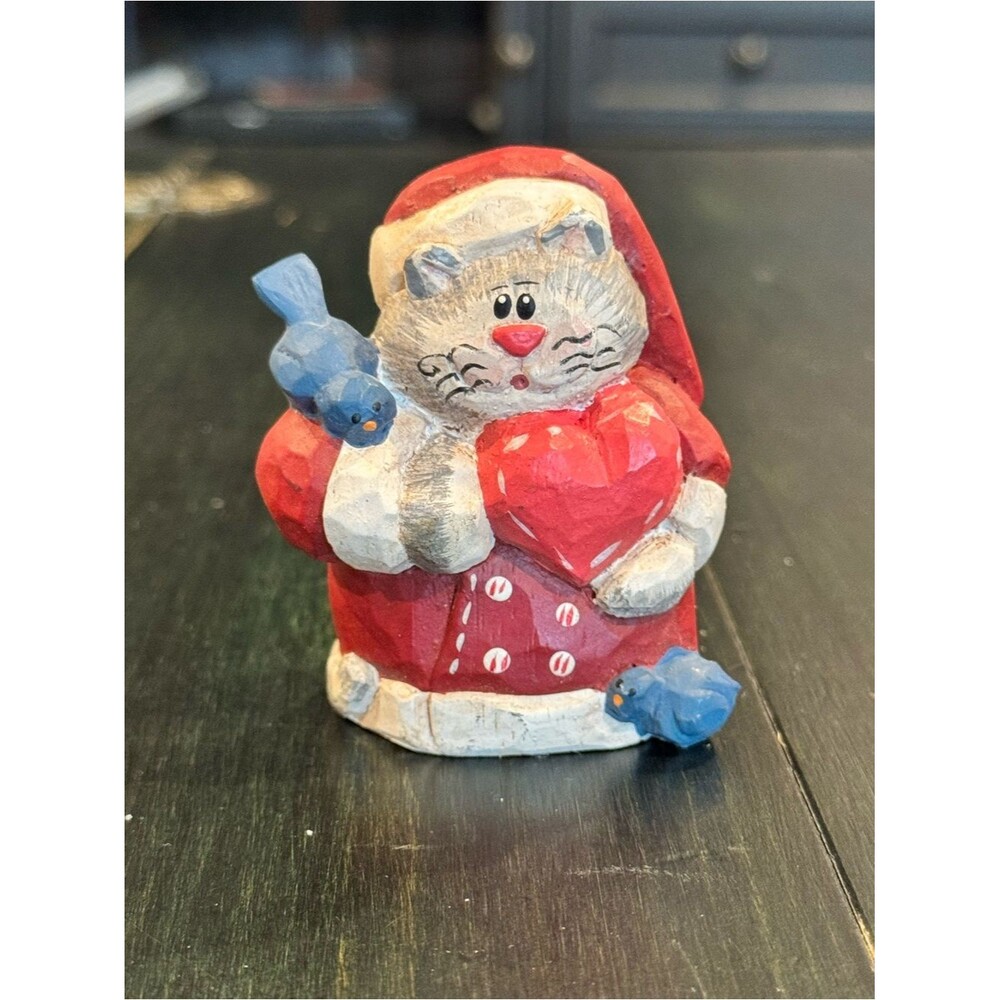 Eddie Walker Resin Folk Art Santa Cat Figurine